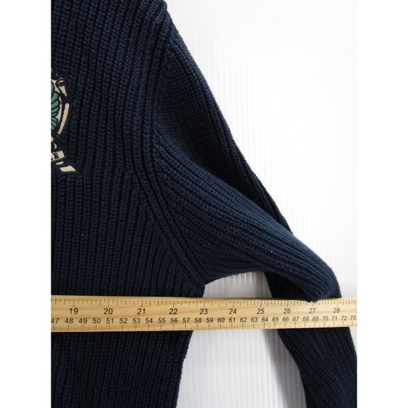 McNeal Sweater Large Pullover Turtleneck Toggle Patch Thick Cotton - Picture 5 of 10